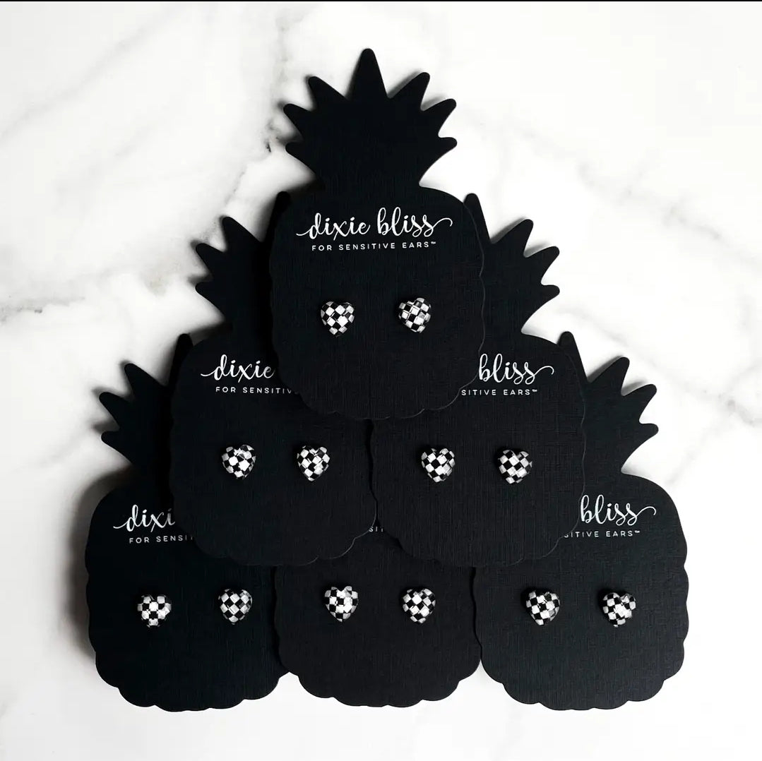 Checkered Hearts Earings