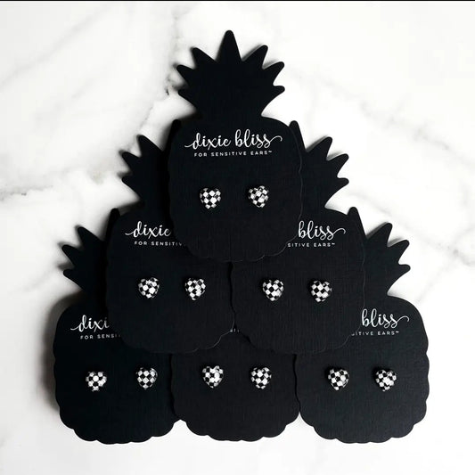 Checkered Hearts Earings